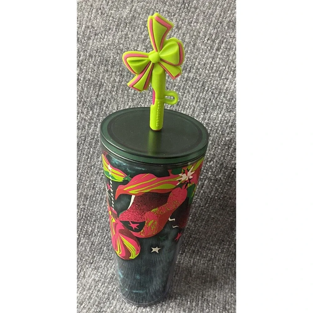 Starbucks 2023 Tumbler Holidays Christmas‎ Silicone Bow Straw Topper 24oz Venti